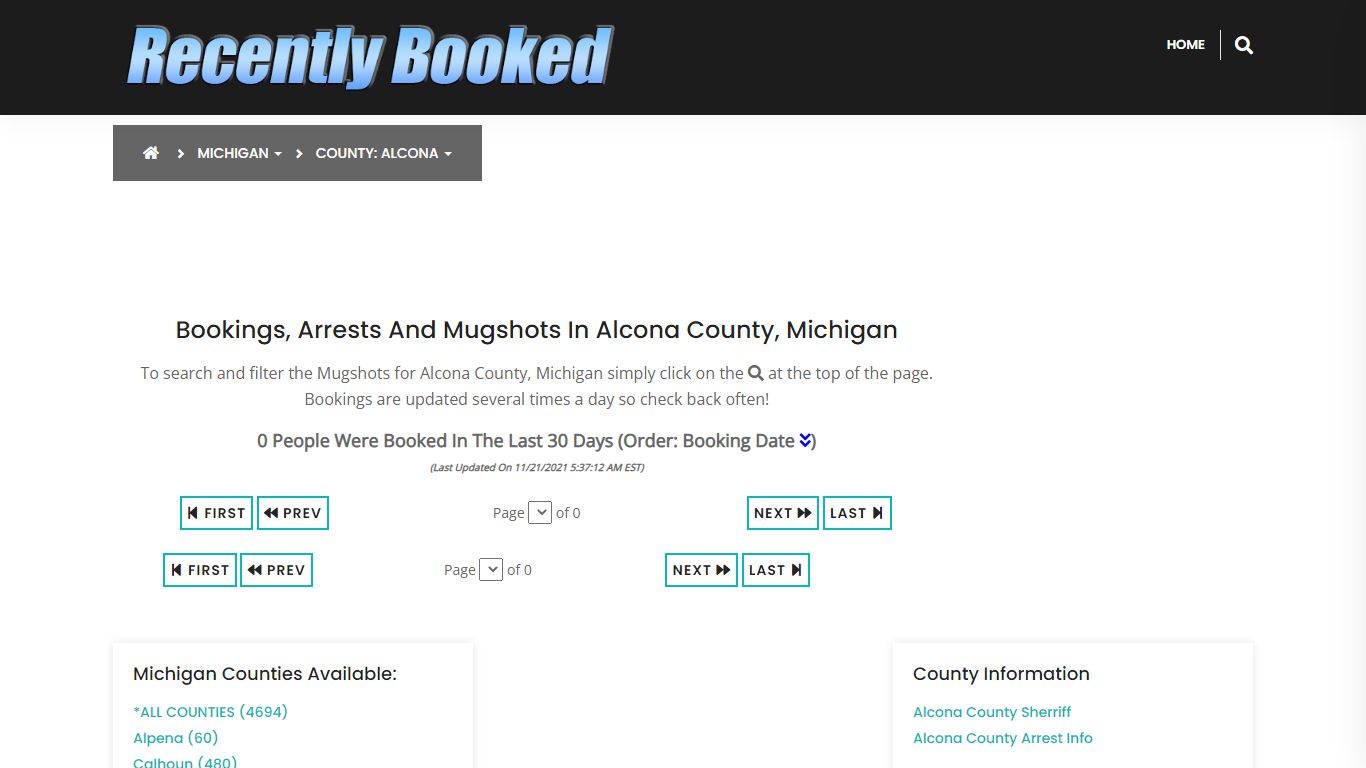 Bookings, Arrests and Mugshots in Alcona County, Michigan - Recently Booked