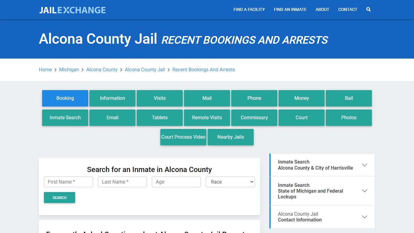 Alcona County Jail Recent Bookings And Arrests - Jail Exchange