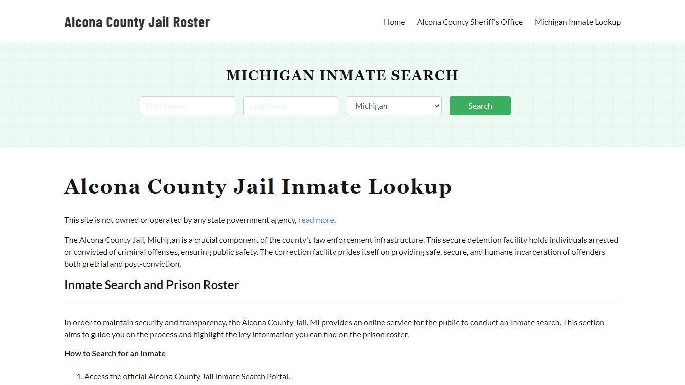 Alcona County Jail Roster Lookup, MI, Inmate Search